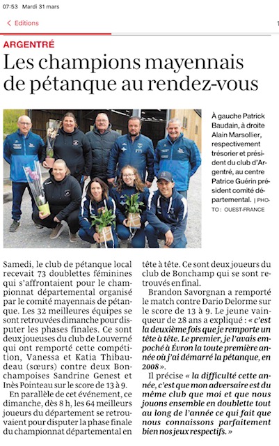 US Argentre Pétanque