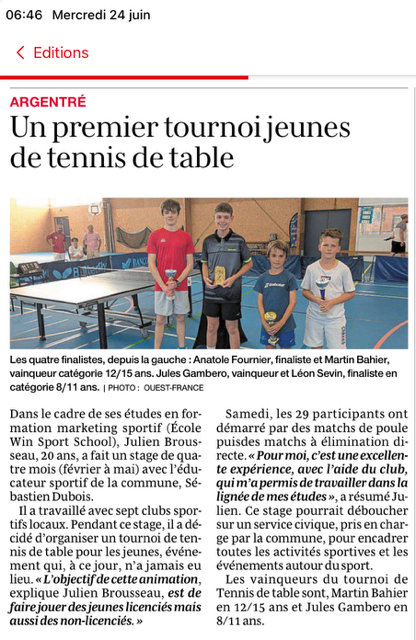 US Argentré tennis de table